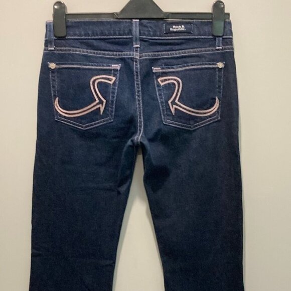 Rock and Republic Kasandra Dark Blue Flare Jeans 27/31 - Picture 2 of 13